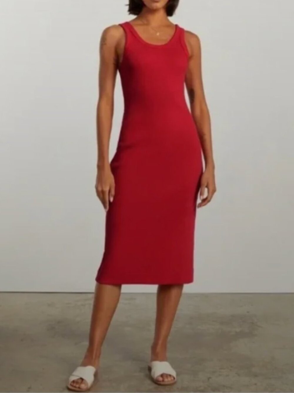 Everlane The Ribbed Tank Dress - Red - Size Medium - NWT